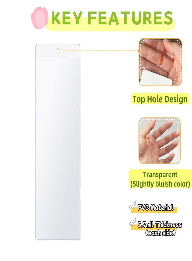 MITOB 50 Pcs Clear PVC Sleeves 2.36 x 7.1 inch Blank Plastic Bookmark Holder Package with Hang Hole Reusable Photo Booth Pictures Frames Cover Pen Jewelry Pouches for Offices Wedding Gift Party Favor - Image 3