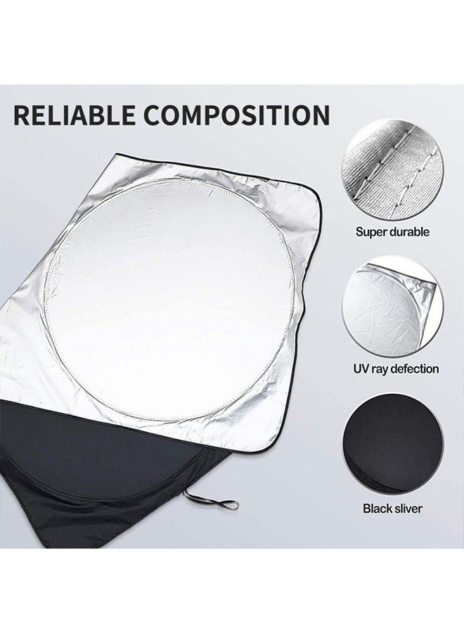 Premium Car Window Folding Sunshade Silver and Black - Image 3