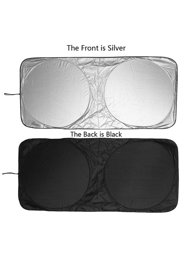 Premium Car Window Folding Sunshade Silver and Black - Image 4