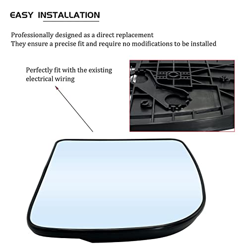 SKARUMMER Driver Left Side Heated Mirror Glass Replacement for 2002-2014 Ford E150 E250 E350 E450, 2000-2005 Ford Excursion, 1999-2007 Ford F-250 F-350 F-450 F-550 Side View Heated Convex Mirror - Image 4