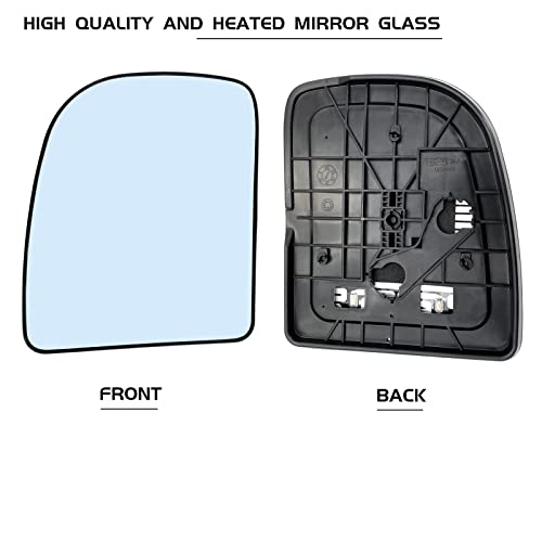SKARUMMER Driver Left Side Heated Mirror Glass Replacement for 2002-2014 Ford E150 E250 E350 E450, 2000-2005 Ford Excursion, 1999-2007 Ford F-250 F-350 F-450 F-550 Side View Heated Convex Mirror - Image 2