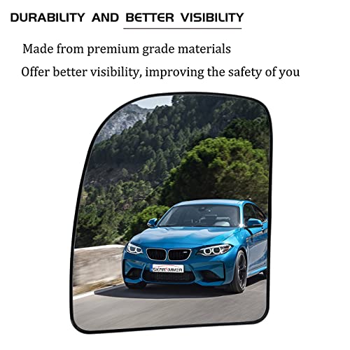 SKARUMMER Driver Left Side Heated Mirror Glass Replacement for 2002-2014 Ford E150 E250 E350 E450, 2000-2005 Ford Excursion, 1999-2007 Ford F-250 F-350 F-450 F-550 Side View Heated Convex Mirror - Image 3