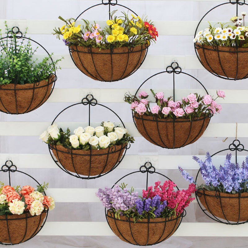 1PC Coconut Cushion Wall Hanging Flowers Pot Coconut Flower Basket Wall-mounted Decorative Flowerpots for Office Home Hotel Decorations - Image 5