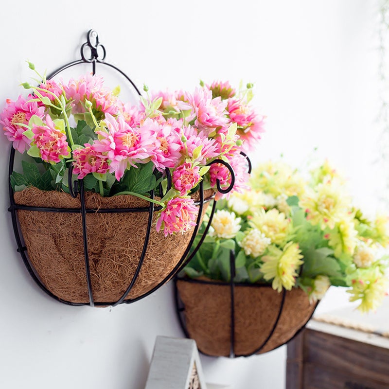 1PC Coconut Cushion Wall Hanging Flowers Pot Coconut Flower Basket Wall-mounted Decorative Flowerpots for Office Home Hotel Decorations - Image 3