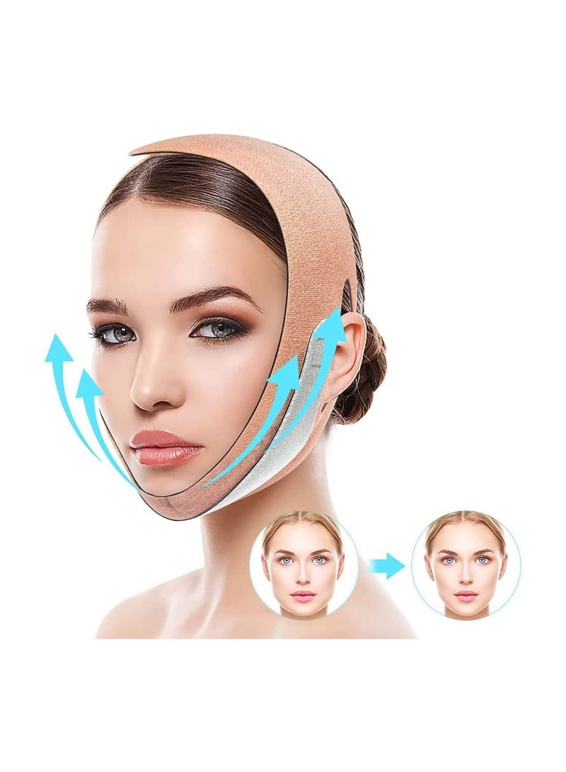 NIBEMINENT Double Chin Reducer, Face Slimming Strap, Pain-Free V-Line Cheek Lift Up Band, Shaper for Anti Aging Wrinkle, Reducing Chin, Snoring (Orange) - Image 1