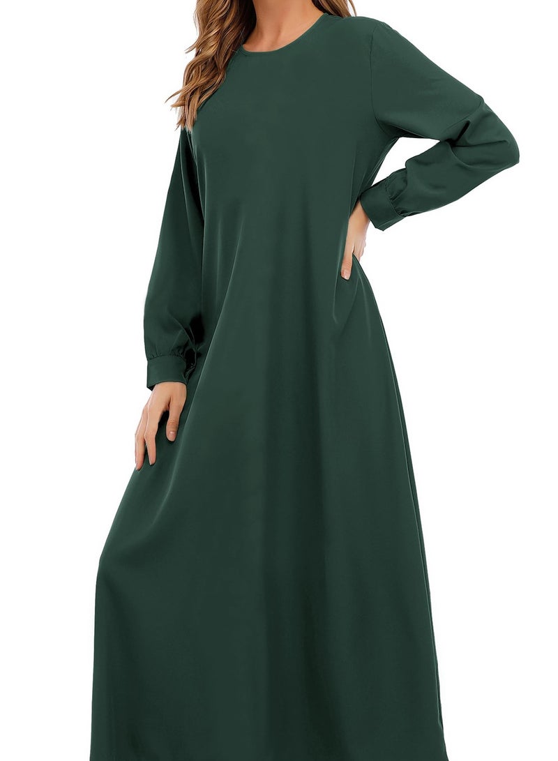 Solid Color Zipper Abaya Muslim Dresses for Women Girls Pockets Islamic Prayer Clothes - Image 2