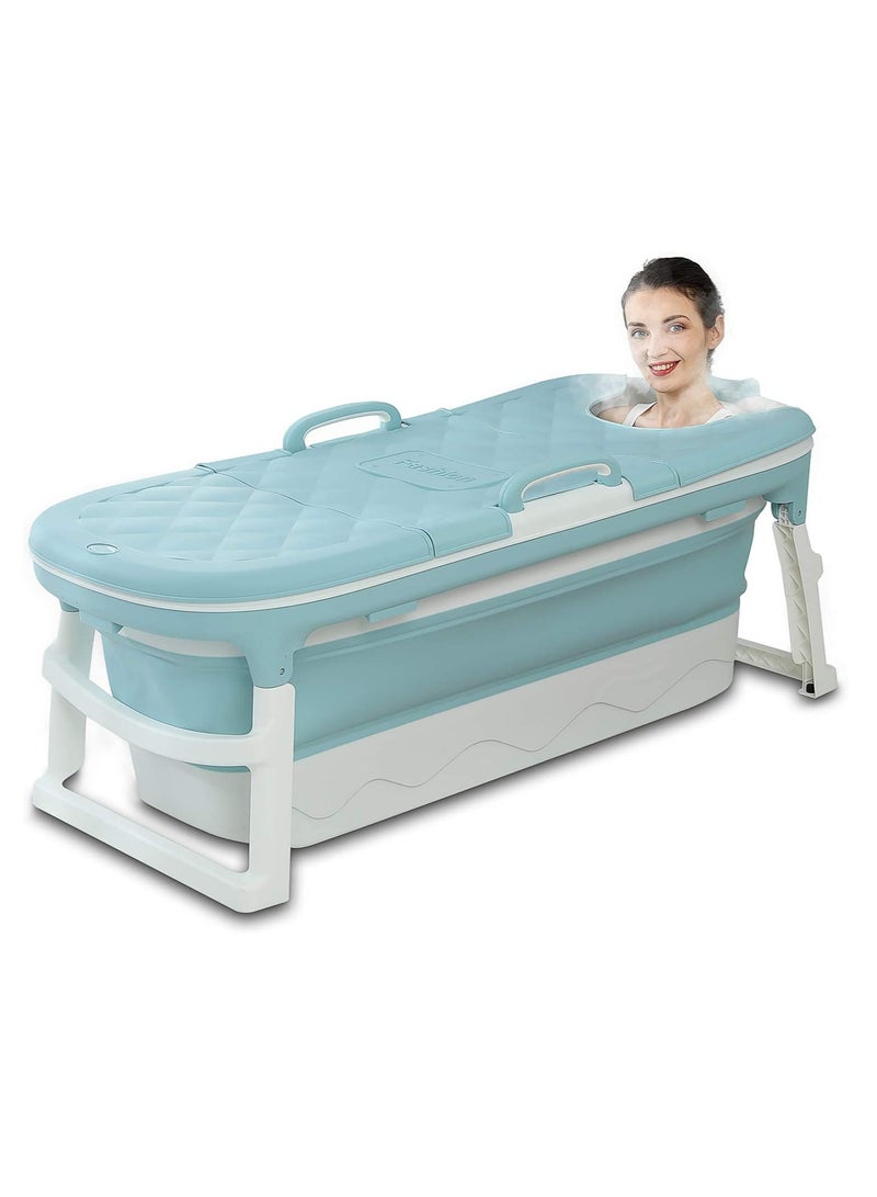 DubaiGallery حوض استحمام بلاستيكي قابل للطي محمول للبالغين كبير مع غطاء - Image 1