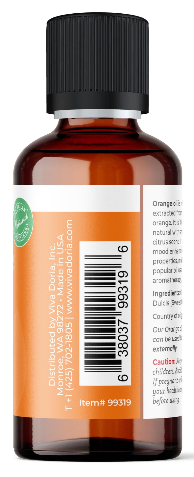 Viva Doria 100% Pure Sweet Orange Essential Oil, Undiluted, Food Grade, USA Orange Oil, 30 mL (1 Fl Oz) - Image 3