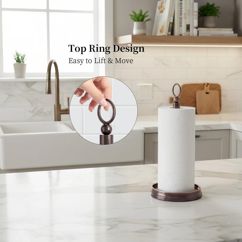 KASUNTO Paper Towel Holder Steel Paper Holder countertopï¼ŒBlack Paper Towel Holder for Kitchen Countertops, Bars & Dining Tables,Fits Standard & Jumbo Rolls, Oil Rubbed Bronze - Image 2