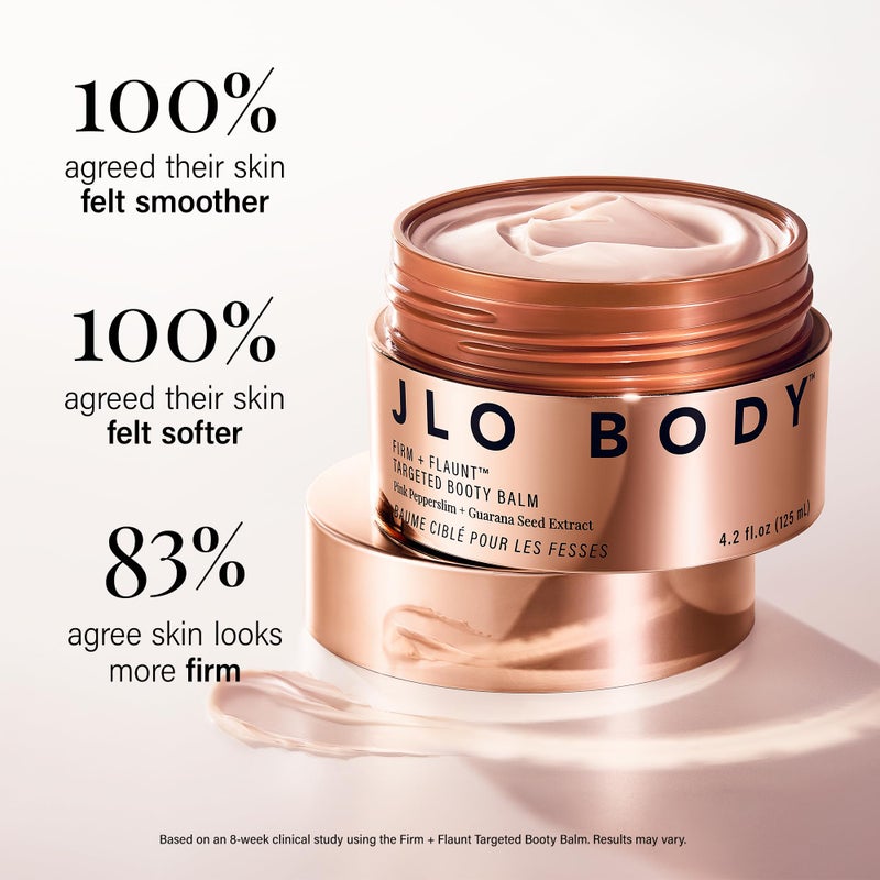 JLO Beauty بلسم جيلو بيوتي المستهدف لشد المؤخرة + إظهار | يشد، يرطب، يحسن مرونة البشرة ويستهدف الذراعين، الخصر، المؤخرة، الوركين والفخذين | 4.2 أونصة - Image 4