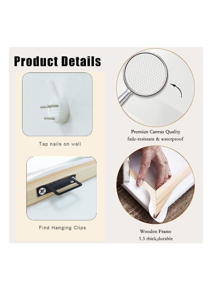 INSIJAM Abstract Boho Wall Art Set of 3 Mid-Century Modern Prints Framed Canvas for Living Room Minimalist Neutral Beige Brown Geometry Artwork Paintings Room Decor Ready To Hang - Image 4