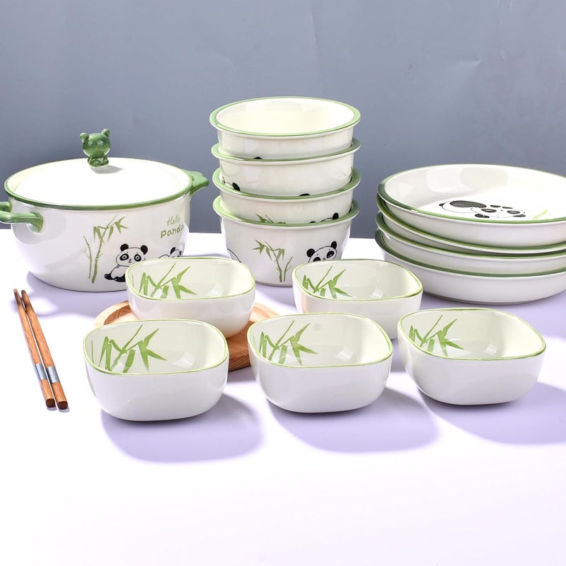Cerficer JapaneseStyle Ceramic Soy Sauce Dishes Set of 5  Cute Panda  Bamboo Design 6oz Dip Bowls for Sushi Dumplings Condiments  Microwave  Dishwasher Safe - Image 5
