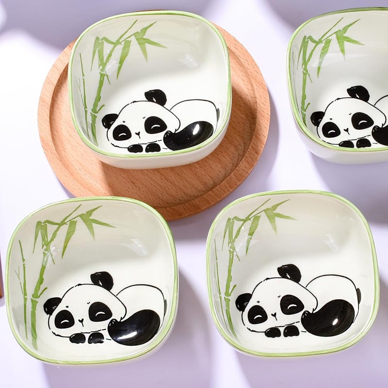 Cerficer JapaneseStyle Ceramic Soy Sauce Dishes Set of 5  Cute Panda  Bamboo Design 6oz Dip Bowls for Sushi Dumplings Condiments  Microwave  Dishwasher Safe - Image 4