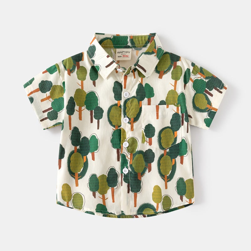 Boys Printed Shirt 2025 Summer Korean Baby Short Sleeve Shirt Children'S Digital Printing Fashion Shirt - Image 1
