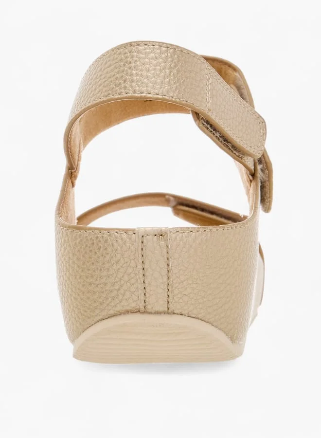 Flora Bella By Shoexpress Women Textured Strap Sandals with Hook and Loop Closure