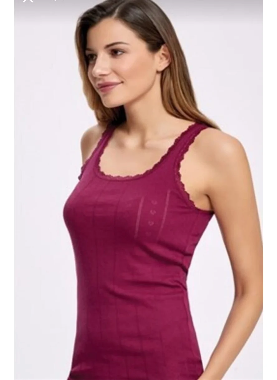 Tutku Passion 0201 Passion Women Jacquard Thick Strap 6 Piece Undershirt