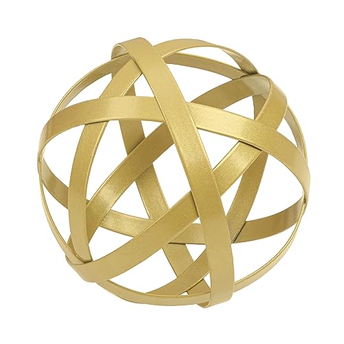 Everydecor Metal Decorative Sphere for Home Decor - Decorative Balls for Shelves, Centerpiece Bowls, Bookshelf - Decoration Orbs Accents for Living Room, Bedroom - Distressed Gold Shelf Spheres - Image 1