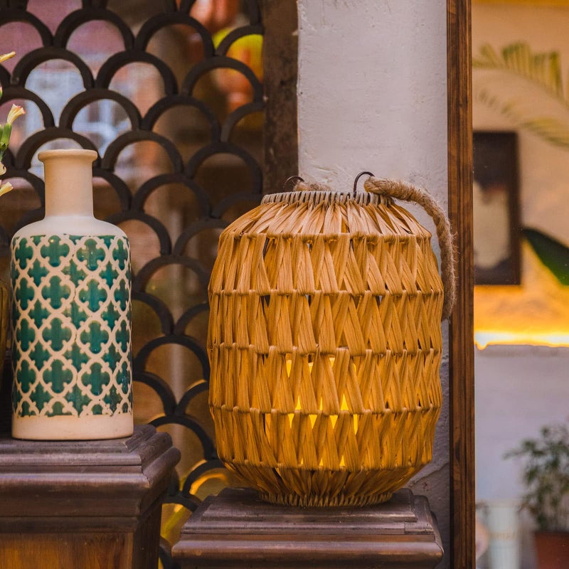 Bdor Candle Lantern - 22.4in IP65 Waterproof Natural Rattan Outdoor Lantern with Removable LED Candle and Burlap Jute Rope Handle,Decorative Lanterns for Home, Porches, Weddings - Image 4