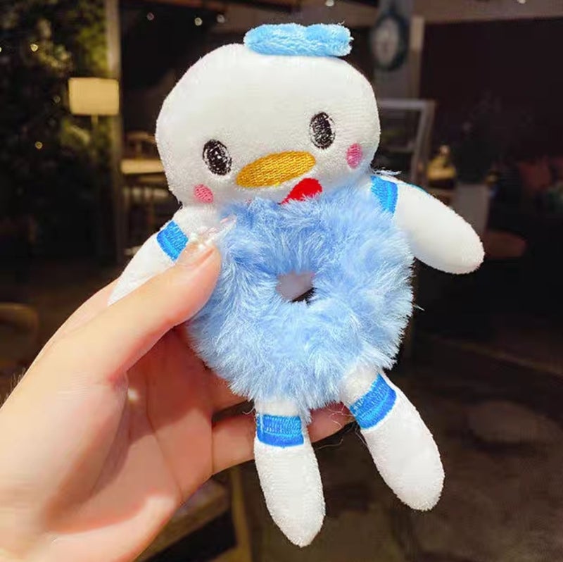 Generic Baowao Bear Hair Loop 2023 New Cute Plush Bear Tie-up Rope Womens Internet Celebratory Cartoon Hair Rope Pontail Rubber Tendon 28 Blue Ducks