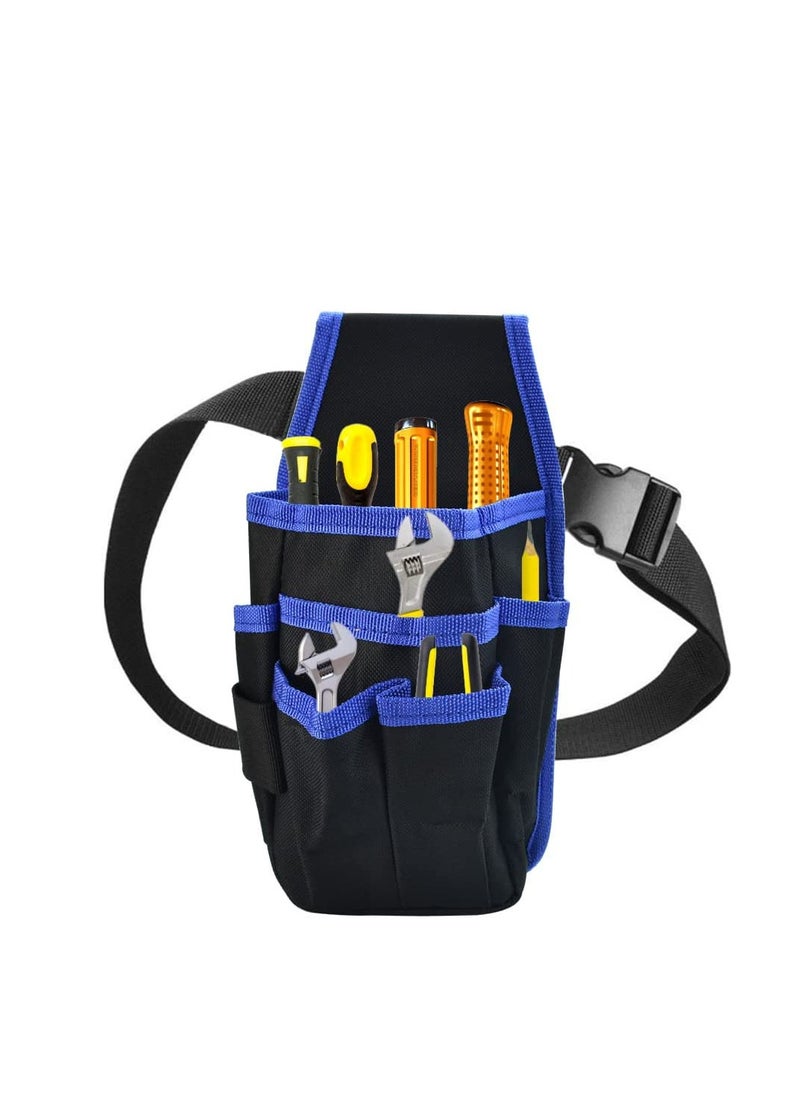 SYOSI - Waist Tool Bag Canvas Tool Pouch Tool Organiser Bag Small Pocket Tool Bag with Adjustable Nylon Belt for DIY Electricians Technician Carpenters Joiner Builders Black - Image 1