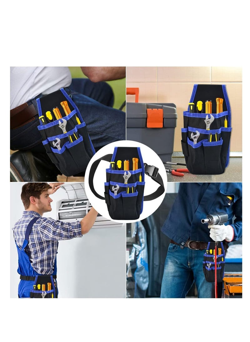 SYOSI - Waist Tool Bag Canvas Tool Pouch Tool Organiser Bag Small Pocket Tool Bag with Adjustable Nylon Belt for DIY Electricians Technician Carpenters Joiner Builders Black - Image 1