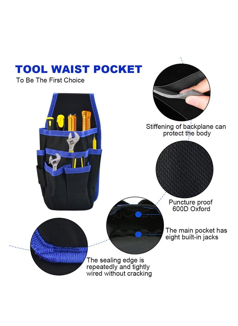 SYOSI - Waist Tool Bag Canvas Tool Pouch Tool Organiser Bag Small Pocket Tool Bag with Adjustable Nylon Belt for DIY Electricians Technician Carpenters Joiner Builders Black - Image 1