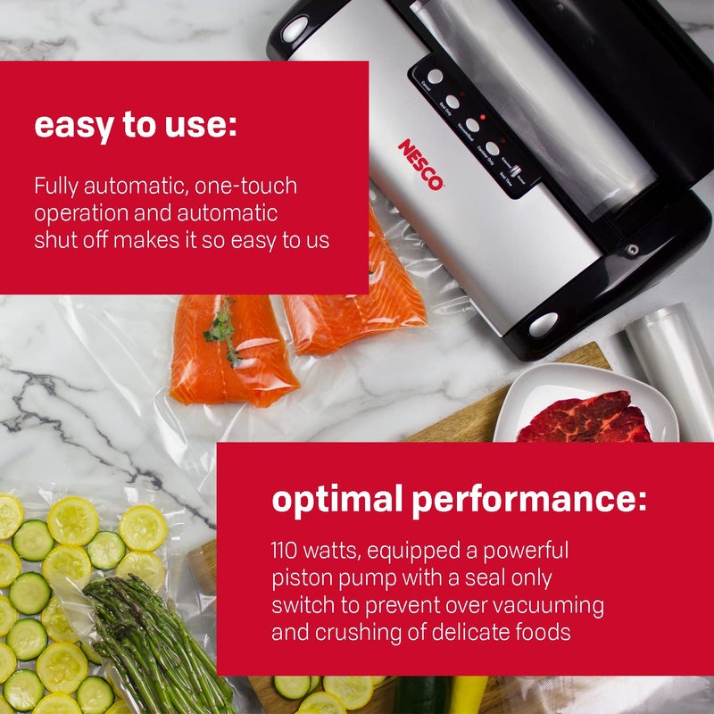 NESCO VS-02 Food Starter Kit with Automatic Shut-Off and Vacuum Sealer Bags, Black 18.25 X 5.25 X 11.5 - Image 2