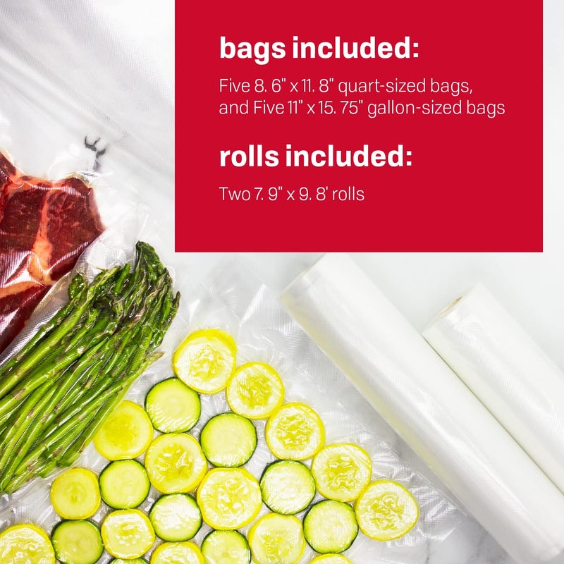 NESCO VS-02 Food Starter Kit with Automatic Shut-Off and Vacuum Sealer Bags, Black 18.25 X 5.25 X 11.5 - Image 5