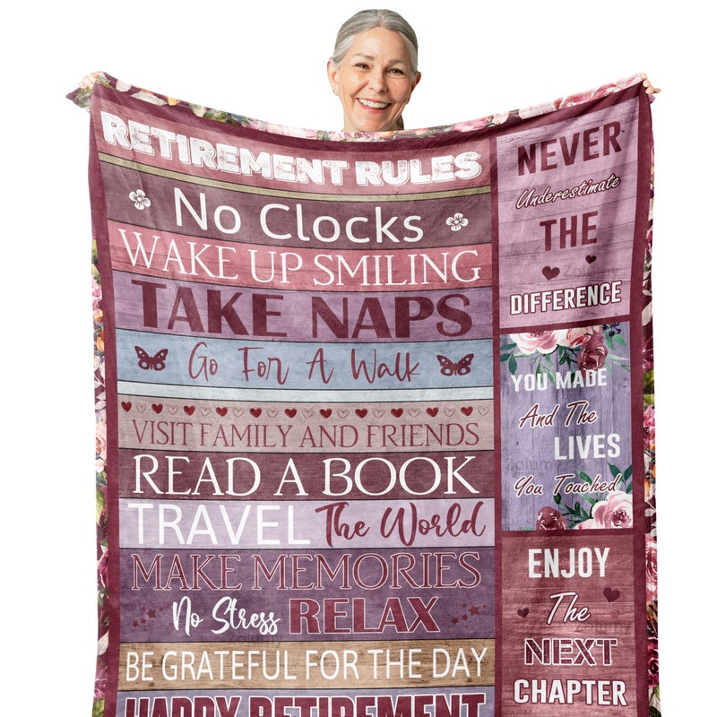 Zolumy Best Retirement Gifts for WomenMen 2025 Unique Retirement Gifts Ideas Classy Retirement Gift Funny Farewell Gifts for Coworkers Women Going Away Gift Cool Retired Gifts Blanket 80X60in
