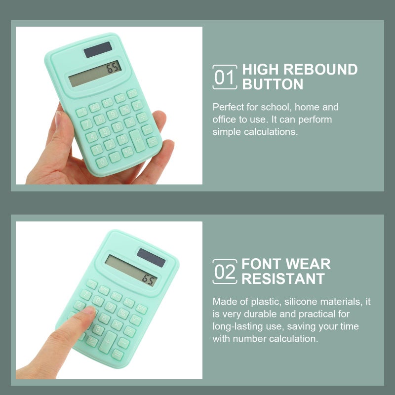 Mint Green Portable Electronic Calculator Dual Power Basic Function For Office School Students - Image 5