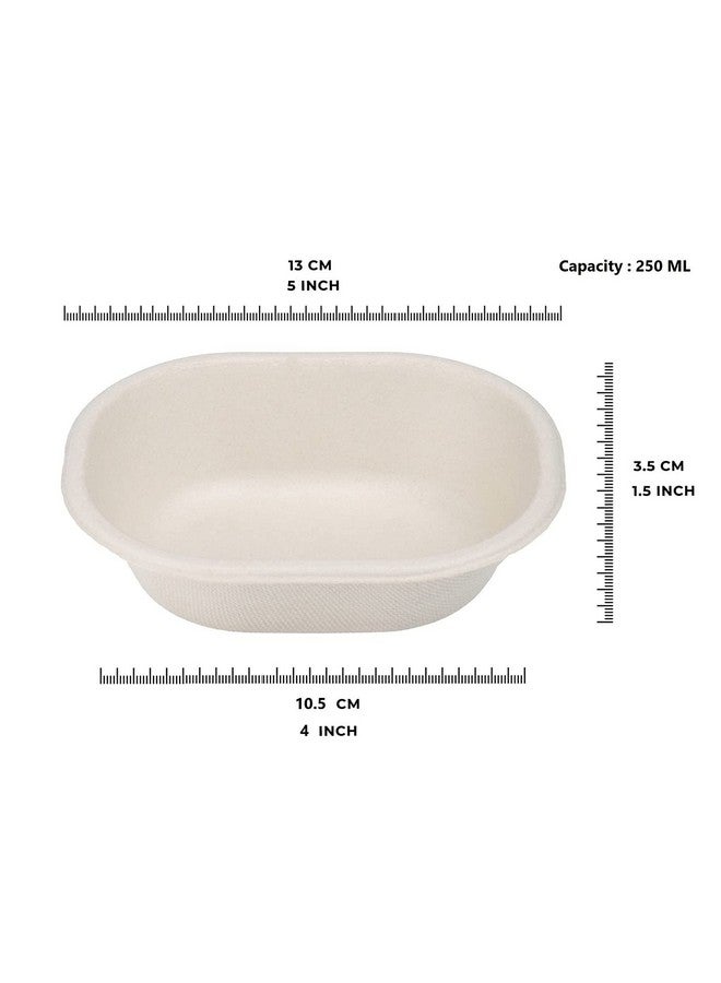 SANWALSA [250 ml, 50 Count, Rectangle, Beige Disposable Bagasse Bowls | Eco-Friendly Sugarcane Paper Bowl for Wedding, Party, Cafes | Ideal for Soups, Dal, Ice-Cream & Desserts - Image 2