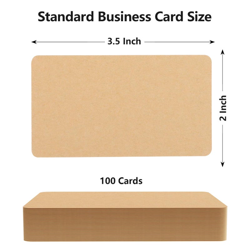 MaxGear 100Pcs Blank Business Cards, Small Note Cards Small Blank Cards, 3.5" x 2" Thank You Cards Small Business, Message Cards DIY Gift Cards, Small Cardstock, Kraft Paper, 200 GSM Brown Cards - Image 2