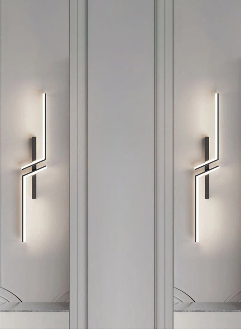 LOOPITYS （BLACK, 60CM-RIGHT，Three color temperatures）Modern Creative Strip Led Wall Lamp Minimalist Bedroom Bedside Wall Sconce Led Lights Living Room TV Sofa Background Wall Lamp - Image 5