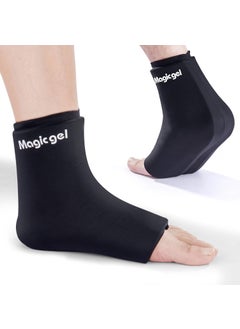 Magic Gel Ankle Ice Pack Wrap - Reusable Hot or Cold Wrap for Injuries - Soft Flexible Heating or Cooling Compression for Ankles, Foot, Heel - Comfortable and Easy to Use - Black