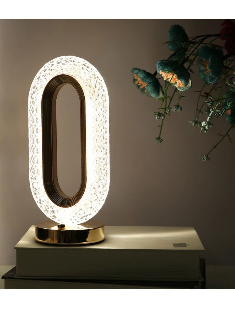 Crystal Table Lamp Rose Diamond Touch Lamp With USB 3 Color Crystal LED Light 3 Light Intensities Tactile Switch