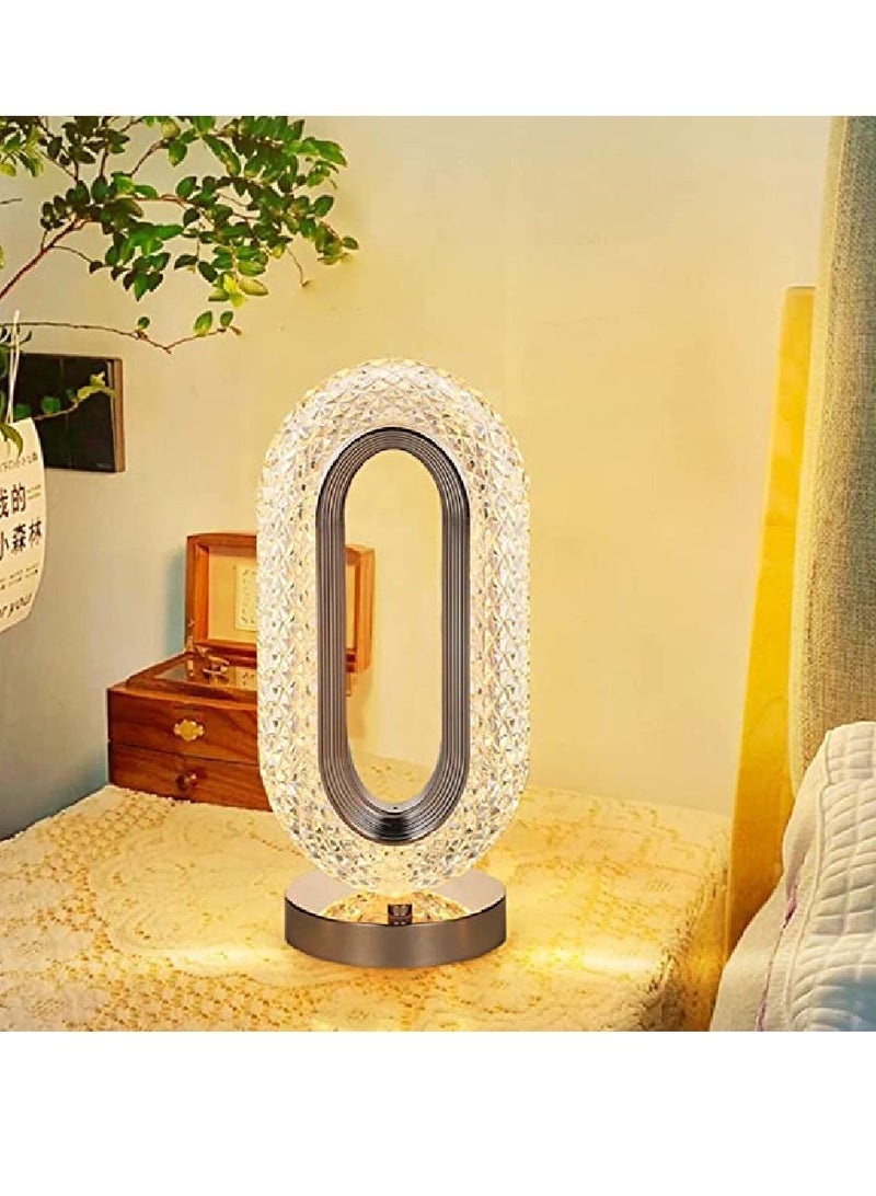 Crystal Table Lamp Rose Diamond Touch Lamp With USB 3 Color Crystal LED Light 3 Light Intensities Tactile Switch