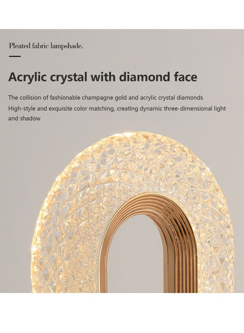 Crystal Table Lamp Rose Diamond Touch Lamp With USB 3 Color Crystal LED Light 3 Light Intensities Tactile Switch