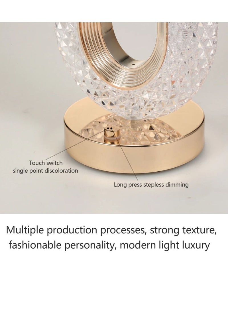Crystal Table Lamp Rose Diamond Touch Lamp With USB 3 Color Crystal LED Light 3 Light Intensities Tactile Switch