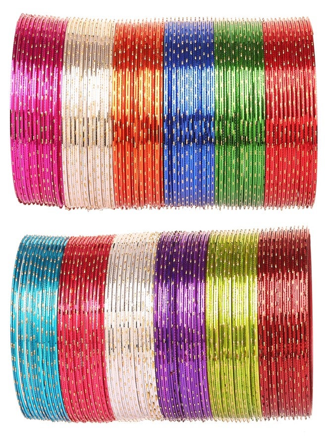 Touchstone Colorful Bangle Collection Indian Bollywood Alloy Metal Multi Purpose Pretty Rich Look Textured Colors of Life Designer Jewelry Bangle Bracelets Combo of 12 Colors for Women. - Image 1