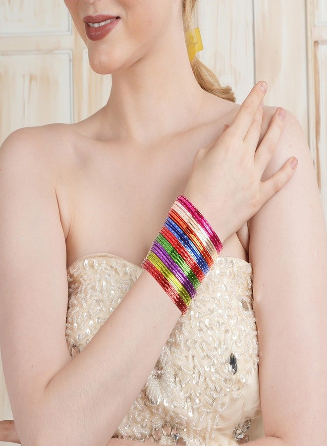 Touchstone Colorful Bangle Collection Indian Bollywood Alloy Metal Multi Purpose Pretty Rich Look Textured Colors of Life Designer Jewelry Bangle Bracelets Combo of 12 Colors for Women. - Image 2