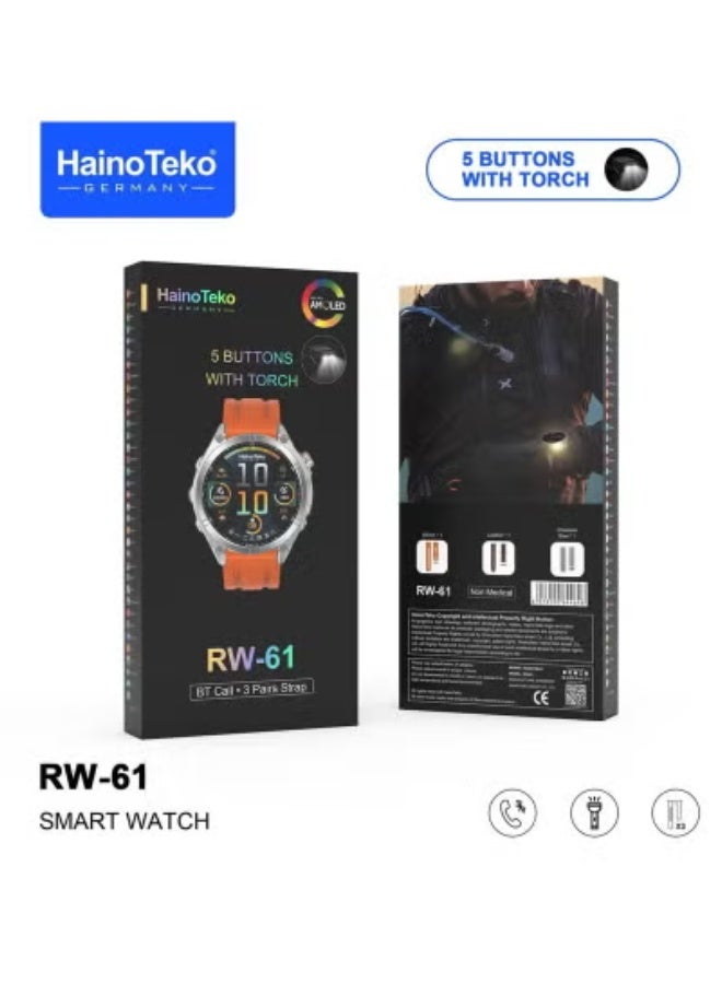HainoTeko RW-61 Smartwatch with Fitness Tracking, Heart Rate & SpO₂ Monitoring, Multiple Sports Modes, Sleep Tracking, Smart Notifications for Calls & Messages, Lightweight Round AMOLED Display, Long Battery Life, Waterproof Design, Stylish Unisex Smartwatch for Daily Wear, Sports, Gym, Office, and Outdoor Activities - Image 5