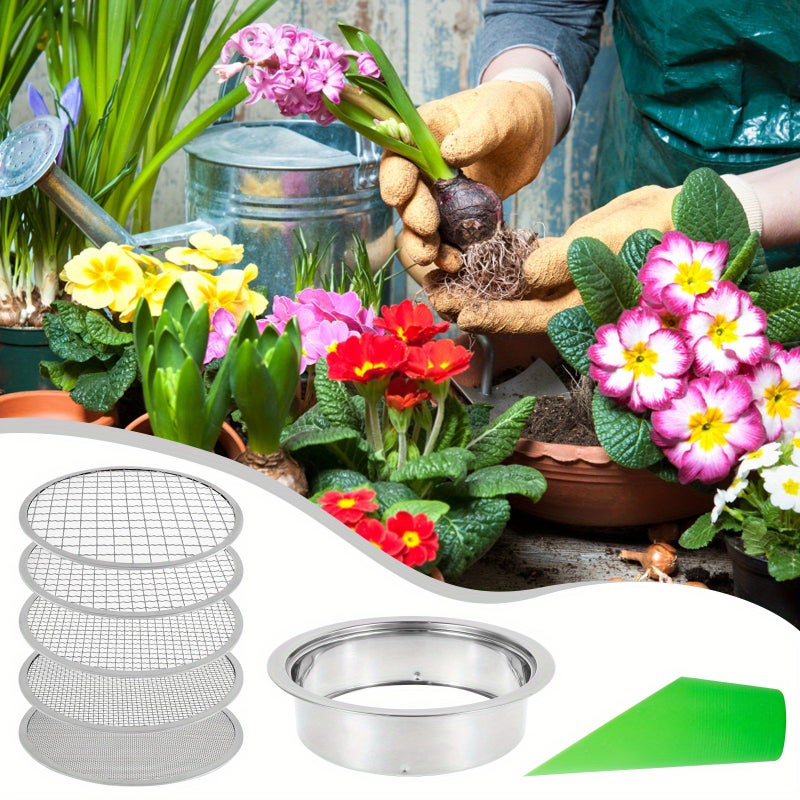 7pcs Detachable Stainless Steel Soil Sieve Set for Gardening Bonsai - Image 3