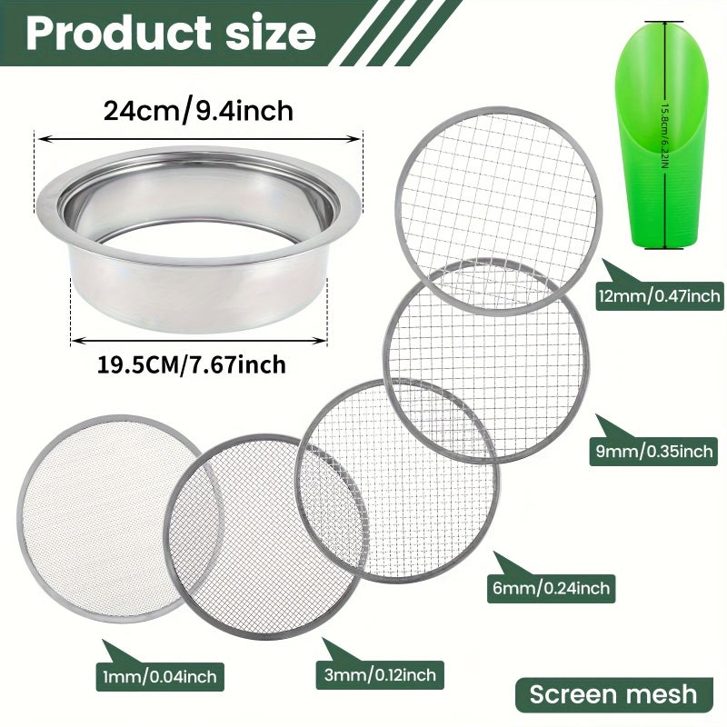 7pcs Detachable Stainless Steel Soil Sieve Set for Gardening Bonsai - Image 2