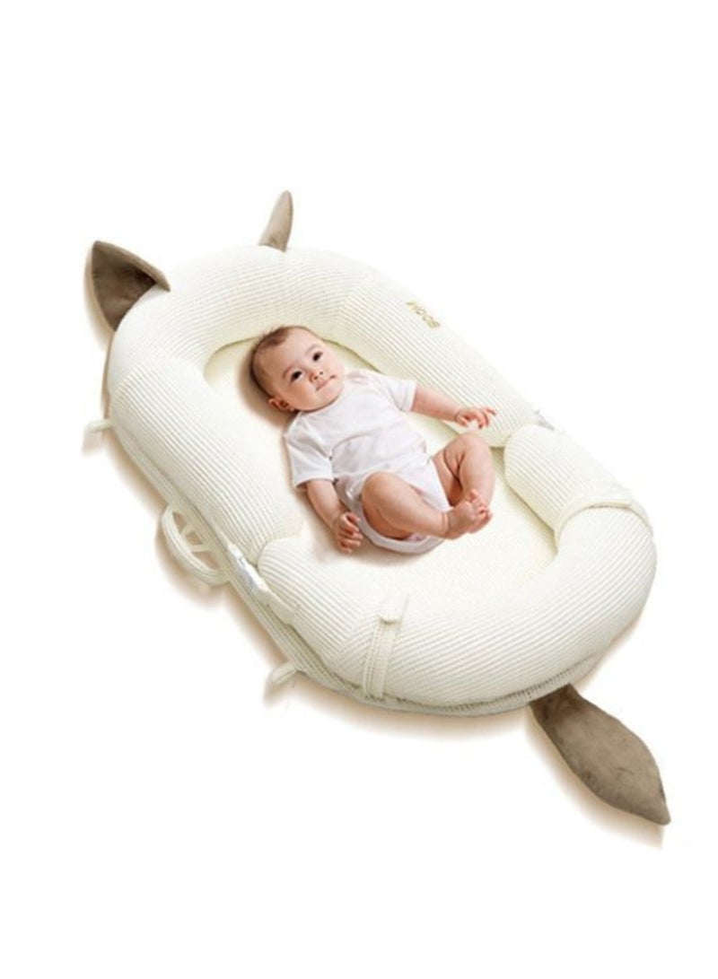 Moms Magic Protective Spine Baby Mattress – Bionic Uterus Design with 10° Slope, Skin-Friendly Fabric – Baby Support for Sofa/Bed/Car, Portable with Safe 16cm Fence-White - Image 1