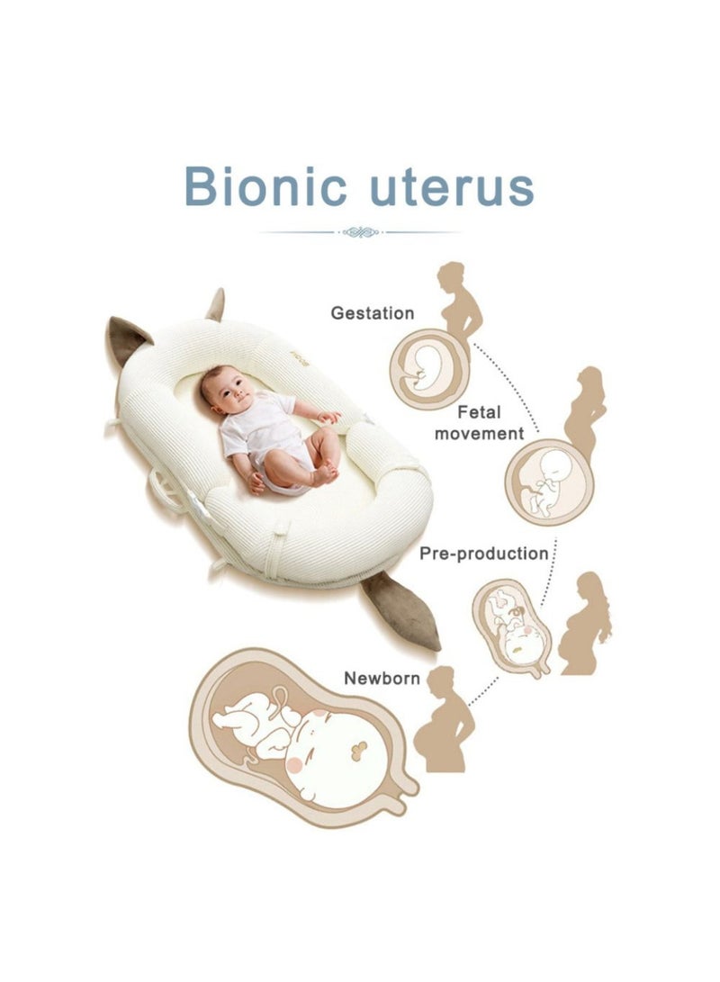 Moms Magic Protective Spine Baby Mattress – Bionic Uterus Design with 10° Slope, Skin-Friendly Fabric – Baby Support for Sofa/Bed/Car, Portable with Safe 16cm Fence-White - Image 2