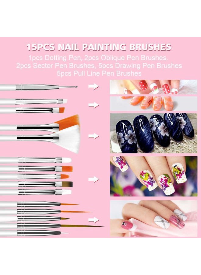 Saviland Gel Paint Kit: Gel Nail Polish Kit 12 Colors Soak Off Gel Polish Set with 15 pcs Painting Drawing Nail Brush Pen for Nail Art Design & Nail Salon  - Image 5