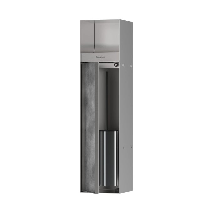 XTRASTORIS ROCK RECESSED TOILET BRUSH HOLDER WITH TOILET PAPER HOLDER TILEABLE DOOR IN BRUSHED STAINLESS STEEL 56062800
