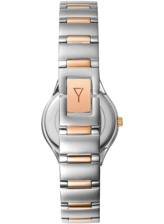 ECSTACY Ecstacy Women's Japan Quartz Movement Watch, Analog Display and Brushed With Polished Middle Link Stainless Steel Strap - E6512-KBKM, Silver
