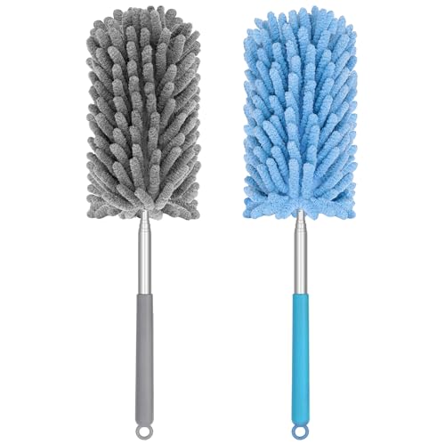 TIMIVO Mini Duster for Cleaning, 360° Bendable Hand Dusters with Extension Pole, Washable Small Duster for Car Interior, Office, Furniture - Image 1