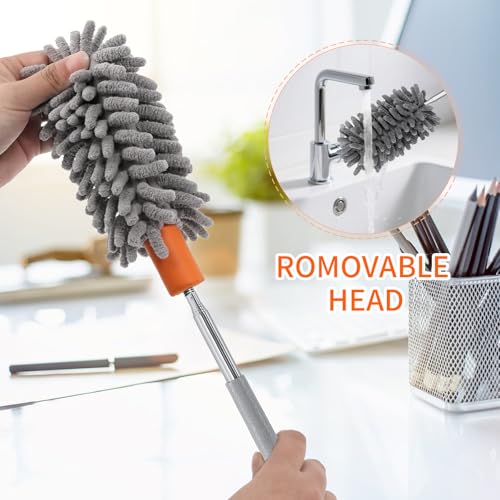 TIMIVO Mini Duster for Cleaning, 360° Bendable Hand Dusters with Extension Pole, Washable Small Duster for Car Interior, Office, Furniture - Image 5